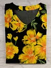 Unisex Floral Painting Art Print Round Neck Short Sleeve T-Shirt