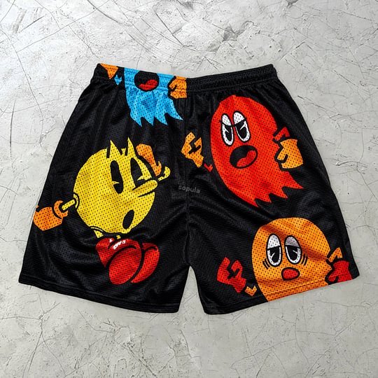 Sopula Vintage Cartoon Graphics Mesh Shorts