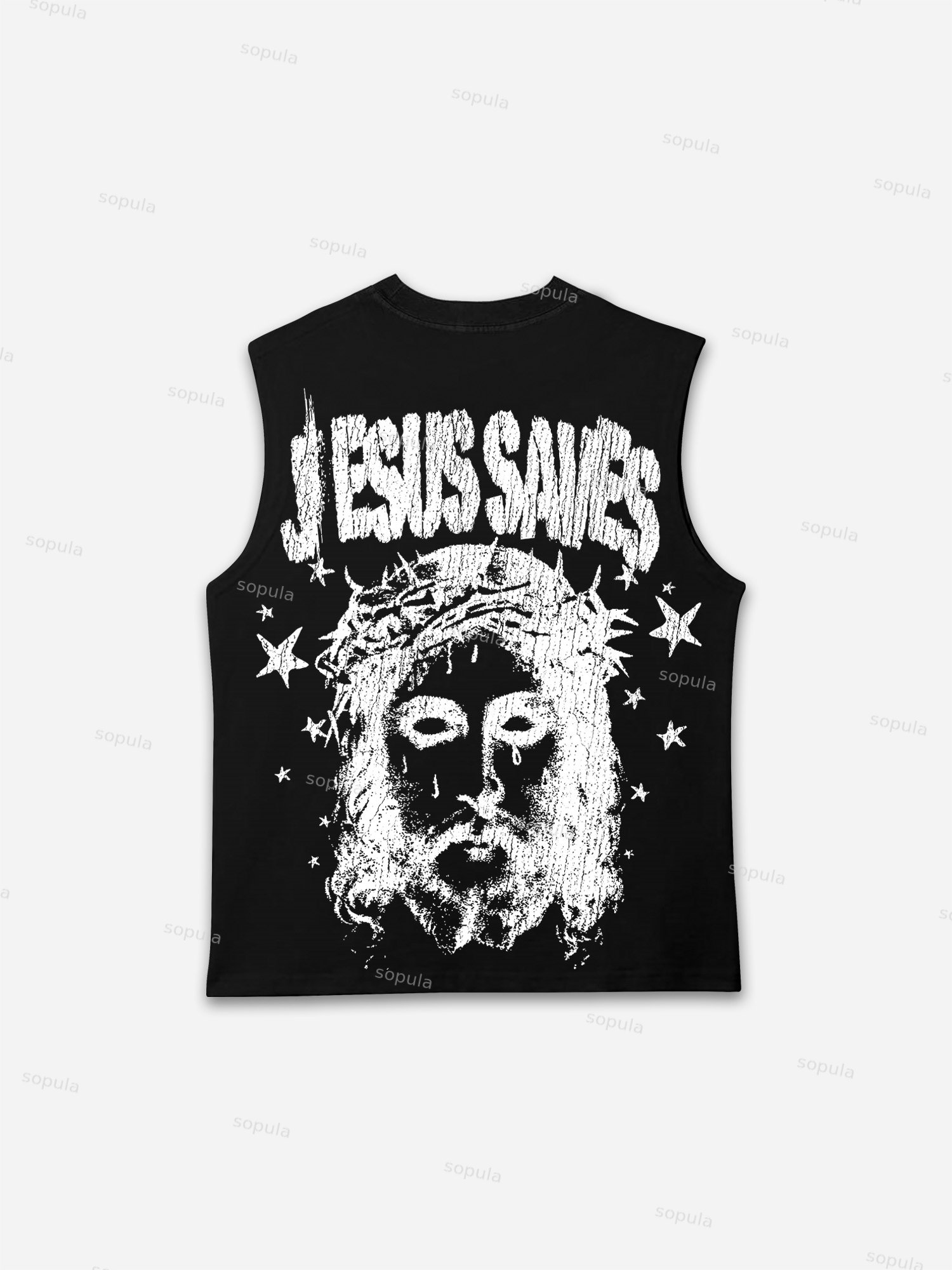 Jesus Saves Graphic Print Tank Top