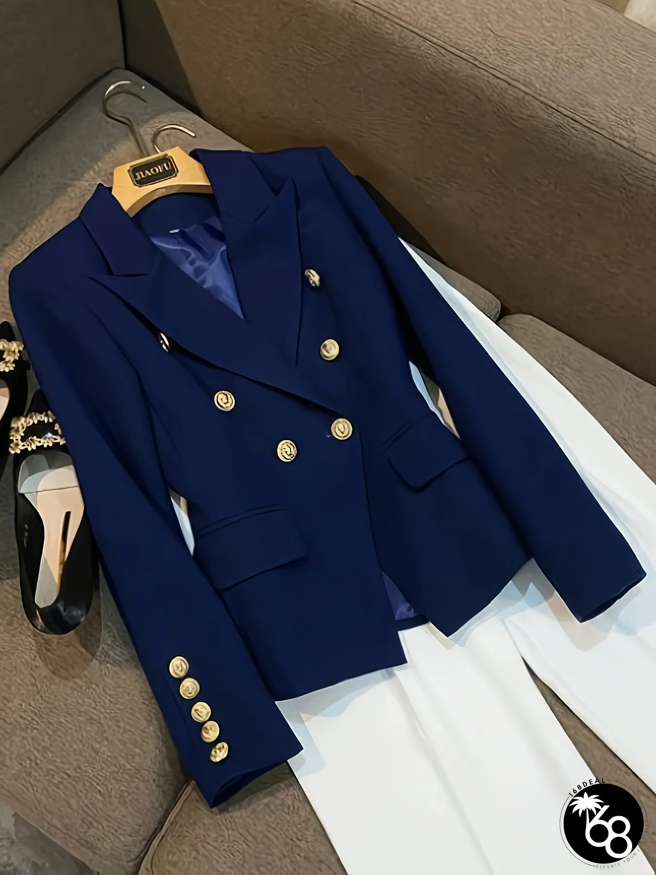 Elegant Navy Blue Womens Blazer Jacket | 168DEAL