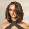 Brown Highlight Short Layered Bob Wig Glueless Wig