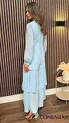 Lizzie Blue V Neckline Long Sleeve Maxi Jumpsuit