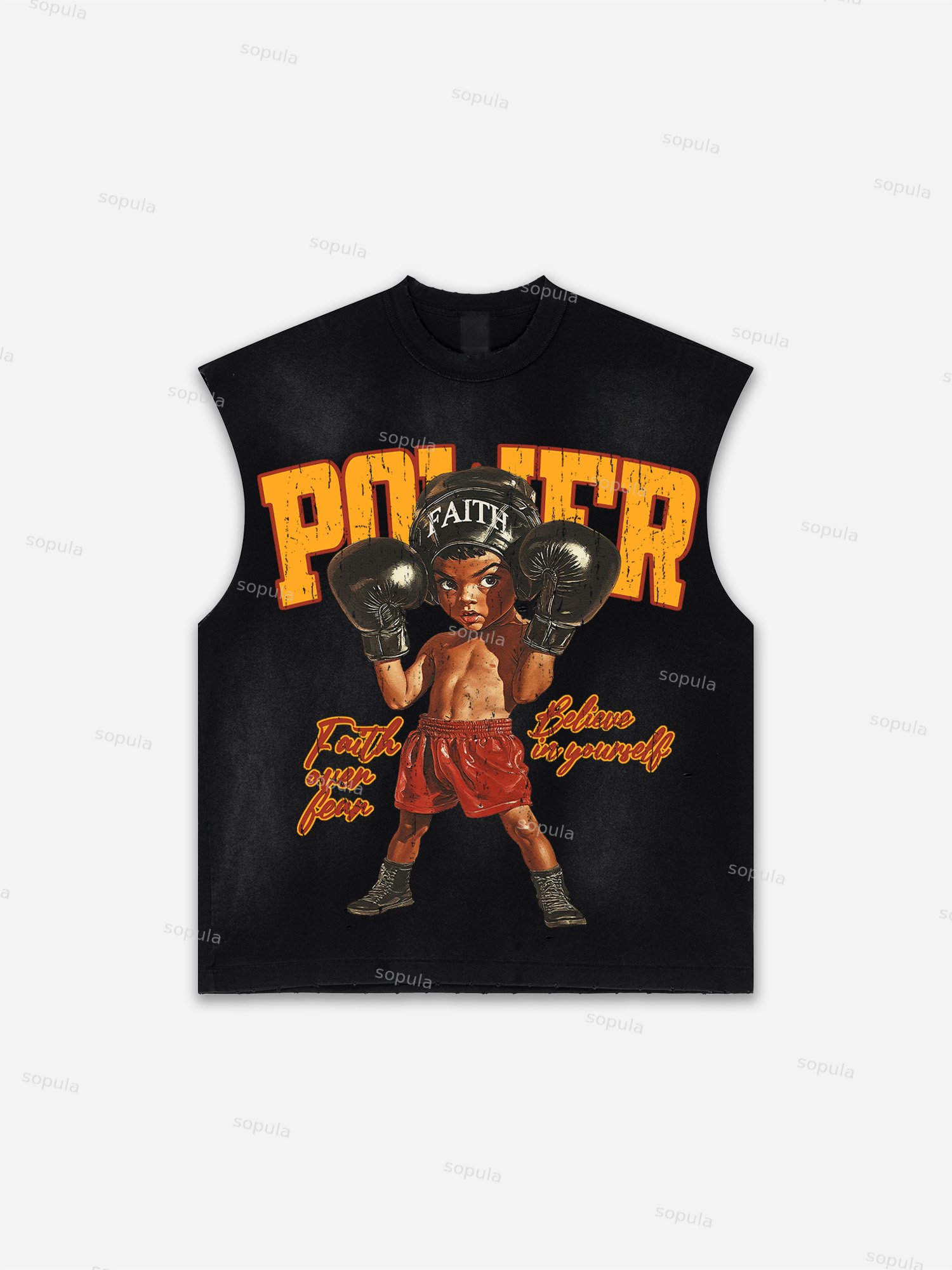 Men's Washed Boxer Boys Graphic Print Tank Top