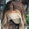 Brown Mixed Blonde Long Wigs Remy Wave Hair