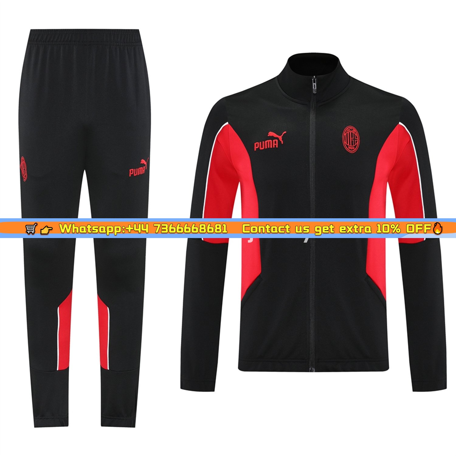 AC Milan 25-26 Jacket Training Tracksuit - Black top & Black Pants