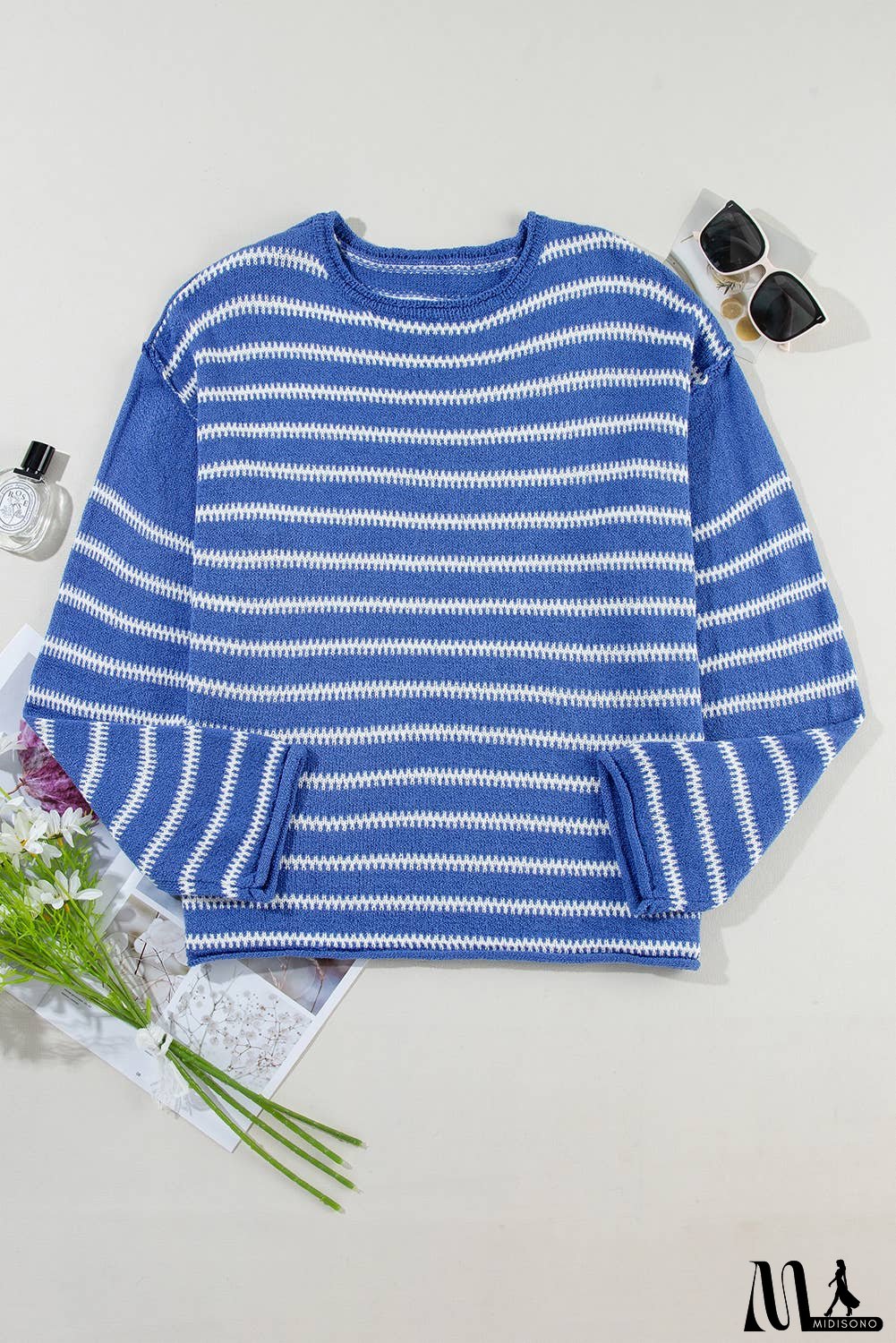 Stripe Drop Shoulder Casual Sweater