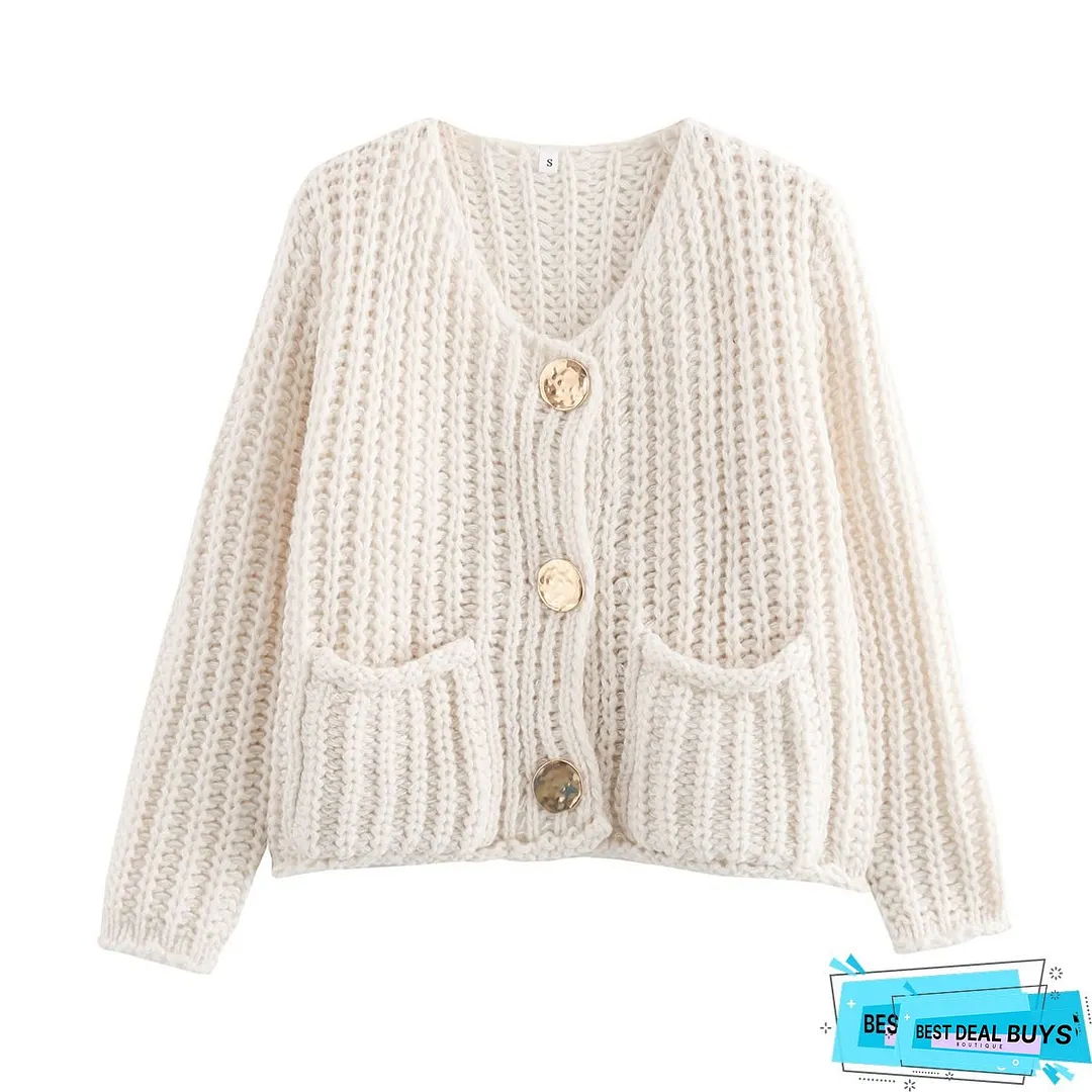 Womens Winter Warm Thick-Single-Breasted Collar Sweater Coat Long Sleeve Jacket