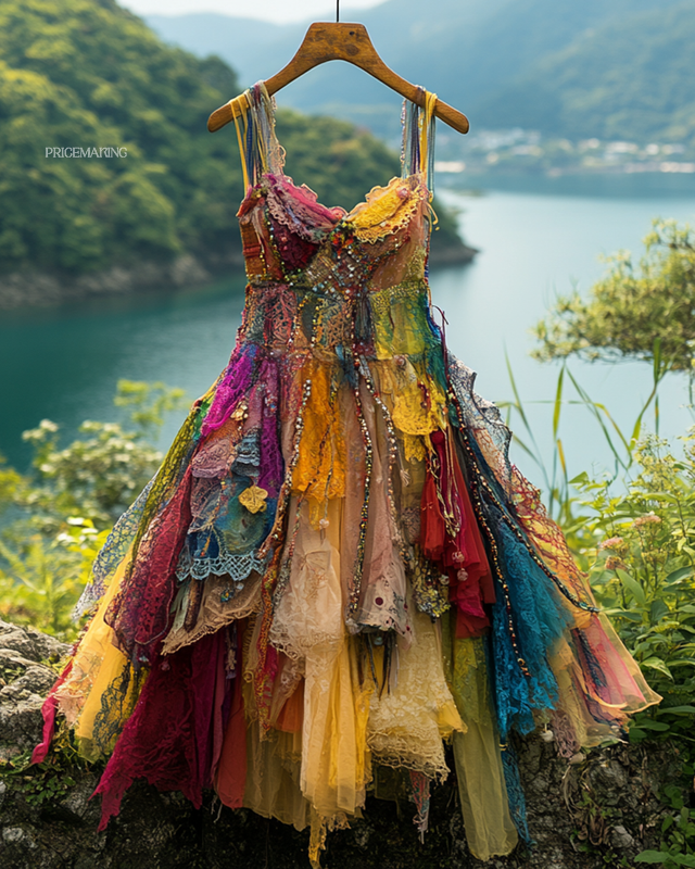 Summer Irregular Lace Patchwork BeadedRuffle Dress cd4c