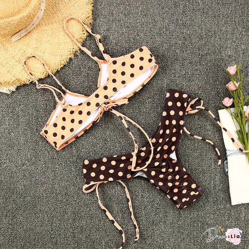 Sexy Strappy Suspender Print Bikini