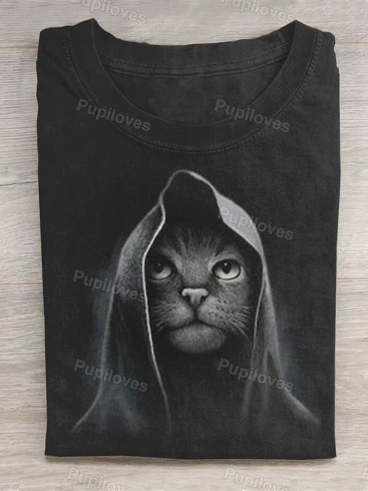 Pupiloves Pupiloves  Unisex Funny Cool Cat Art Print Design T-shirt