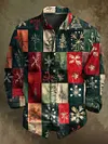 Vintage Plaid Print Christmas Casual Long-Sleeve Shirt