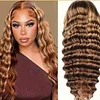 Hightlight Brown Mixed Blonde Body Wave Wig Long Hair