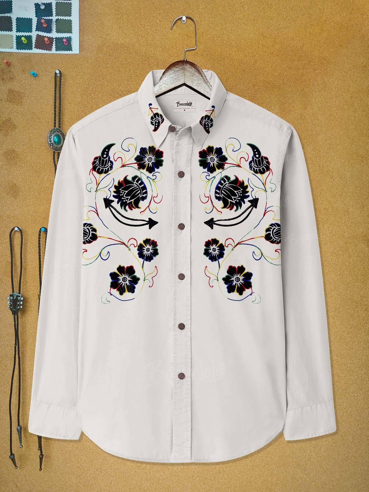 Western Vintage Flower - 100% Cotton Long Sleeves Shirt