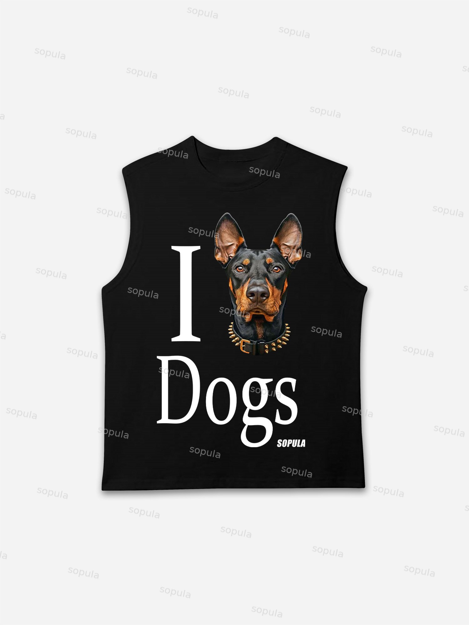 I Love Dogs Print Tank Top