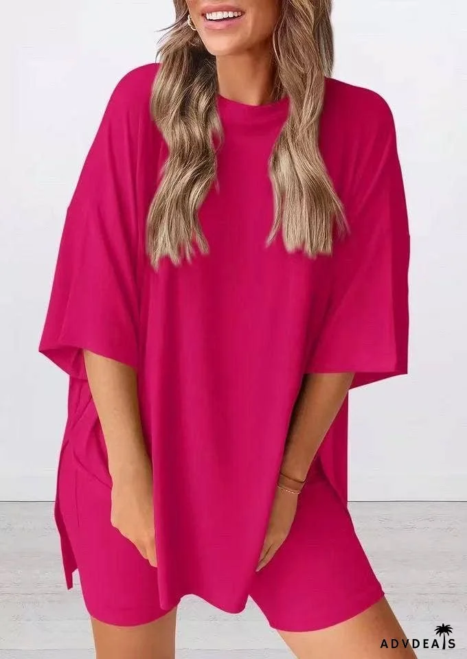 Casual Short-Sleeved Top Shorts Two-Piece Set