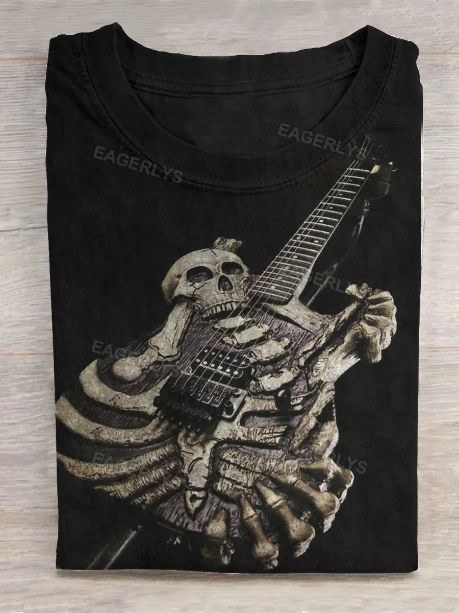 Eagerlys Skull Style Guitar T-shirt Eagerlys