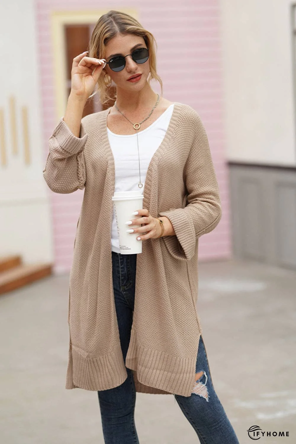 Open Front Long Sleeve Cardigan | IFYHOME