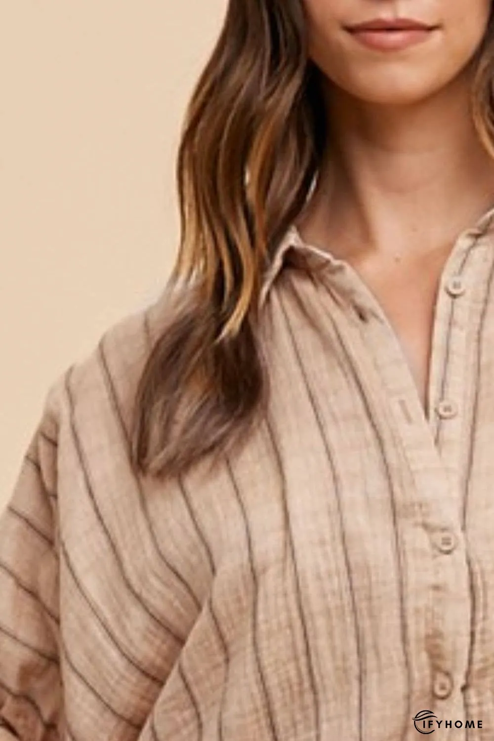 Annie Wear Striped Button Up Half Sleeve Shirt | IFYHOME