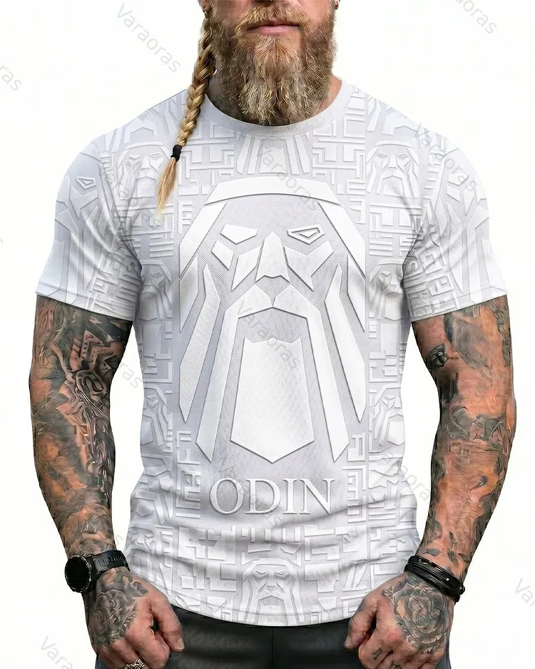 Men's Summer Viking Odin Print Short-Sleeve T-Shirt 1634