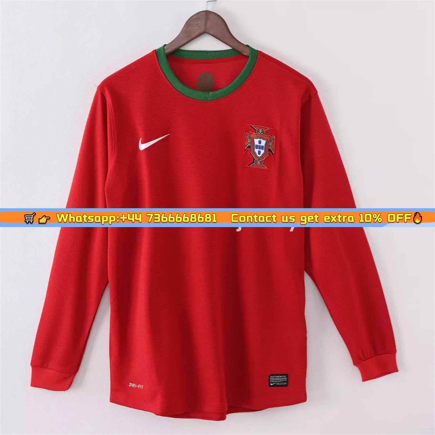 Retro Portugal 2012 Home Long Sleeves Jersey