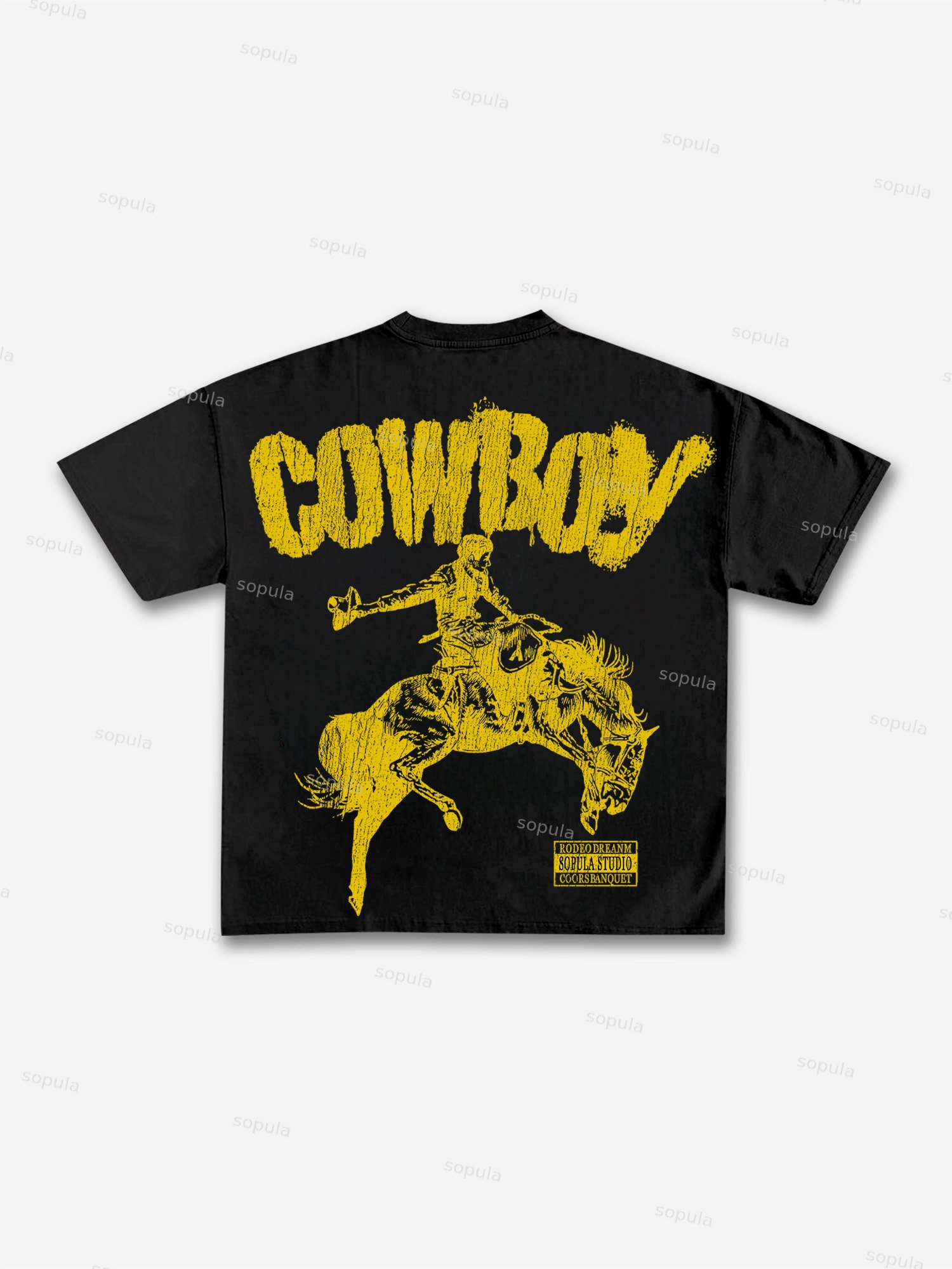 Men's Cowboy Rodeo Street Graphic Print Cotton T-shirt