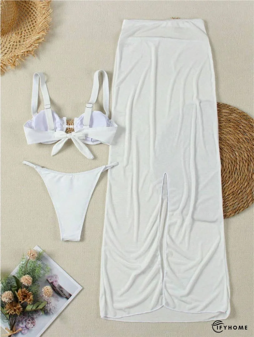 Solid Slim Beach Dress Tie Sexy Two-Piece Swimsuit ZK2750 | IFYHOME