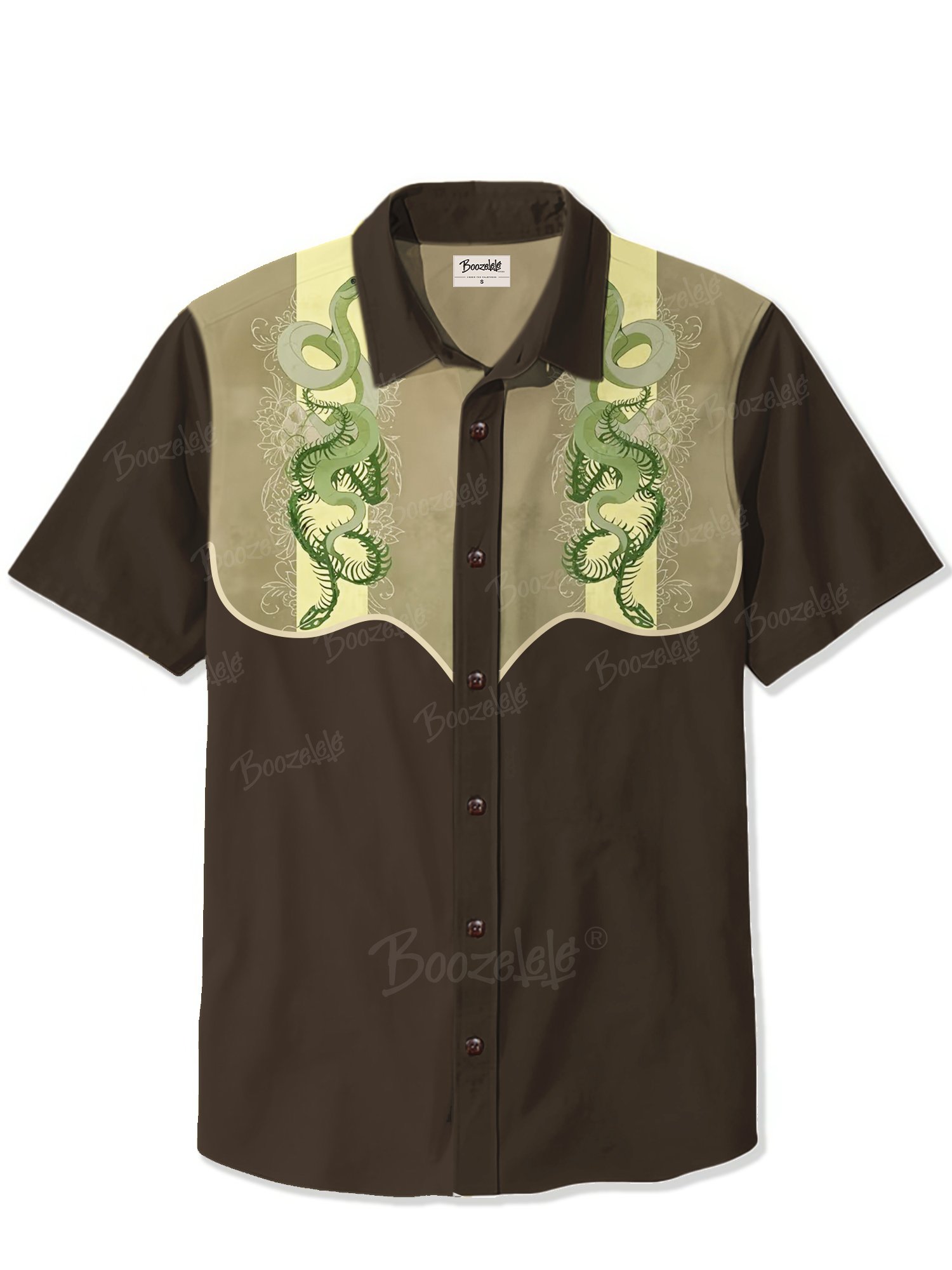 Small green snake and snake bones coiled - 100% Cotton Shirt