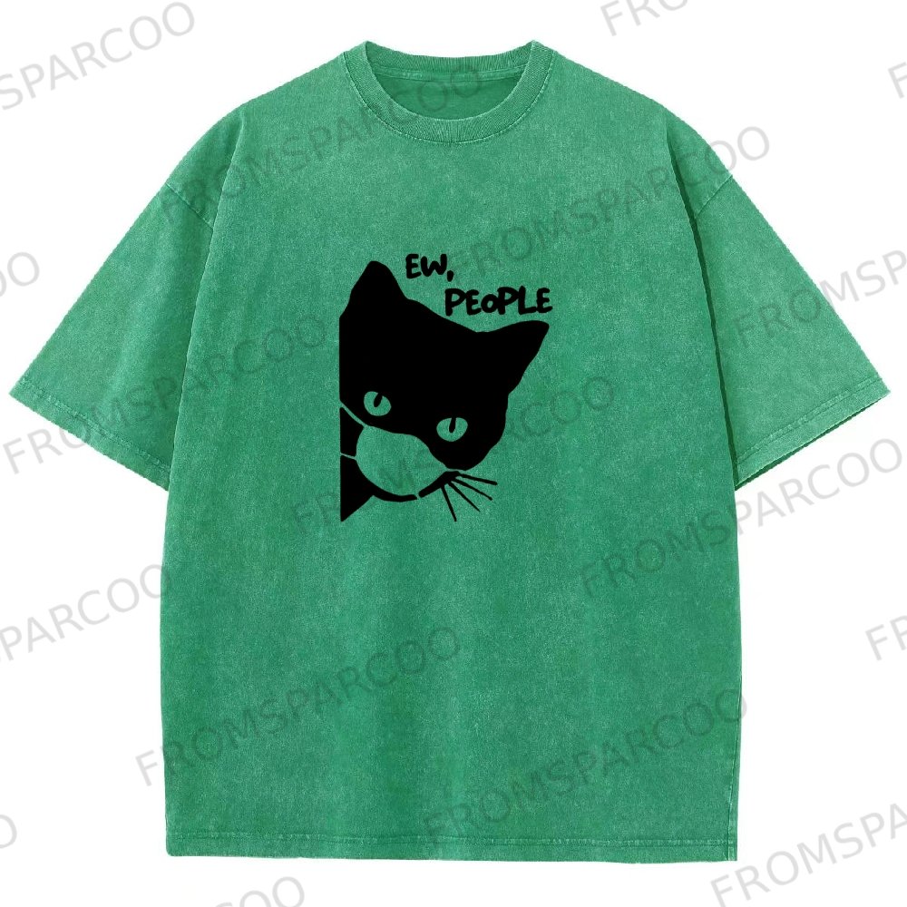 Mask Cat Washed Vintage Short Sleeves T-Shirt