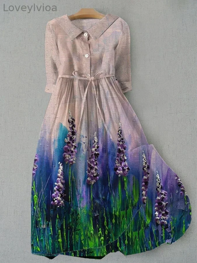 Women's Oil Painting Flower Printed Dress
