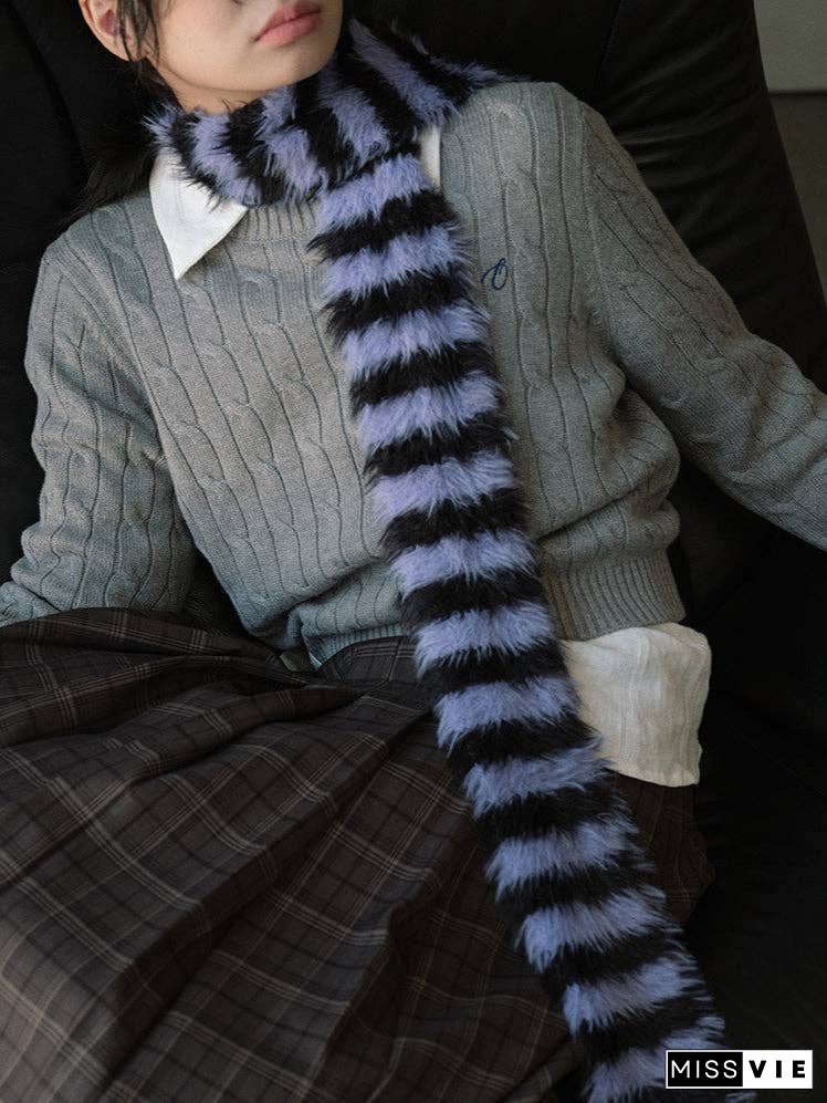 Ladies Soft Faux Mink Feel Stripe Scarf YW039