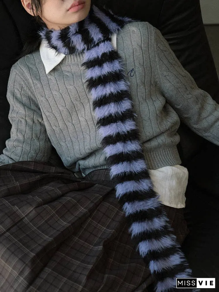 Ladies Soft Faux Mink Feel Stripe Scarf YW039
