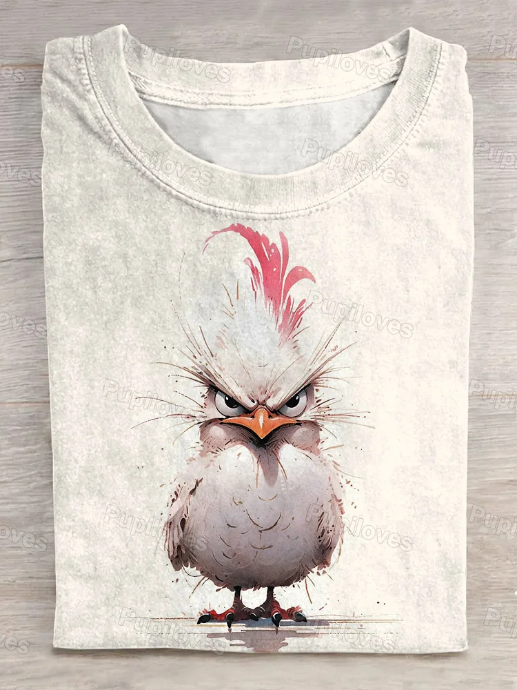 Pupiloves Pupiloves  Funny Cute Angry Bird Art Printed T-shirt