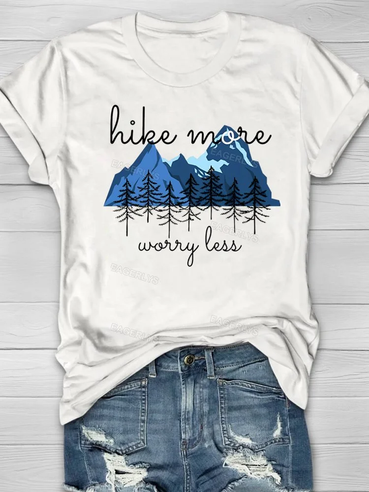 Eagerlys Hike More Worry Less Hiking T-shirt Eagerlys