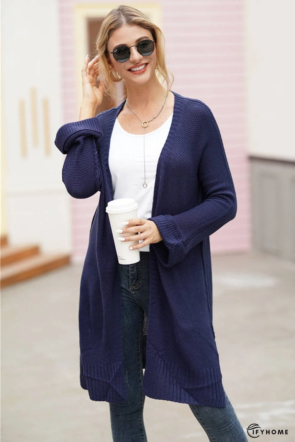 Open Front Long Sleeve Cardigan | IFYHOME