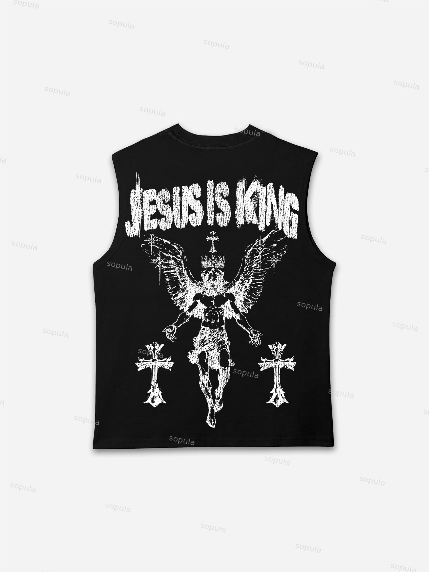 Jesus Is King Cross Print Tank Top