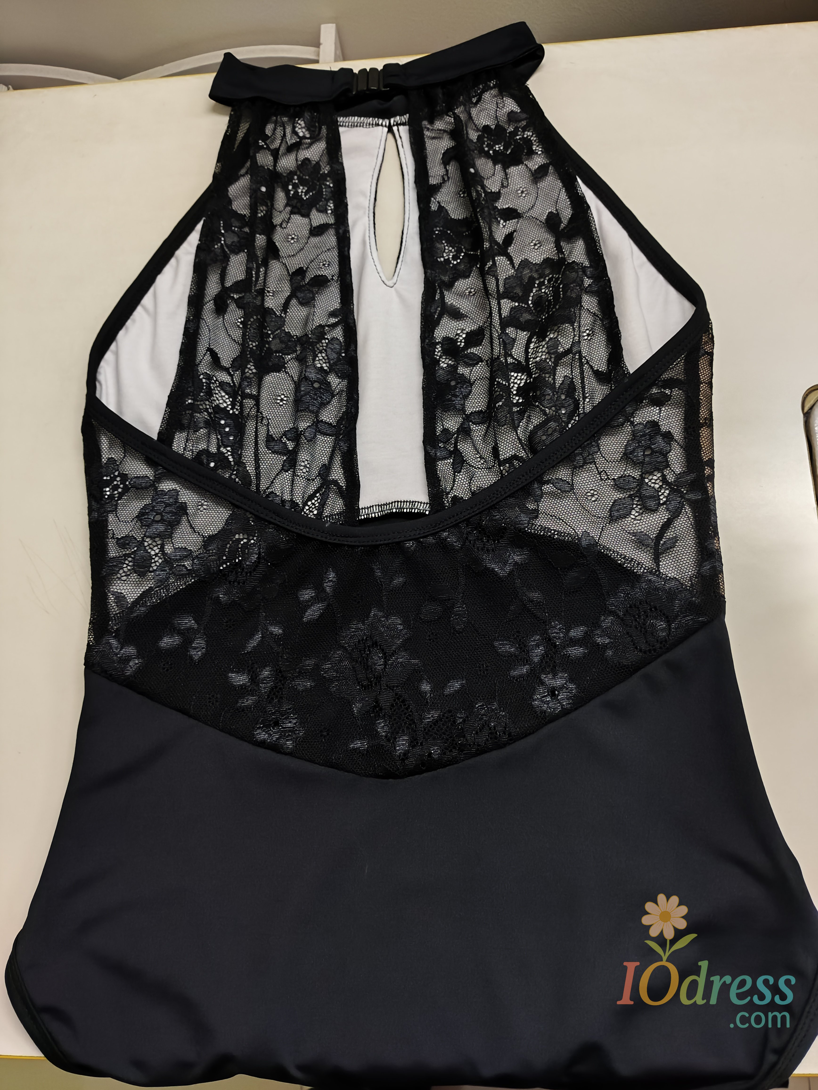 IO Dress Adult Female Ballet Practice Dress, Dance Student Art Exam Body Dress, Basic Training Gymnastics Lace Advanced Hanging Neck jump