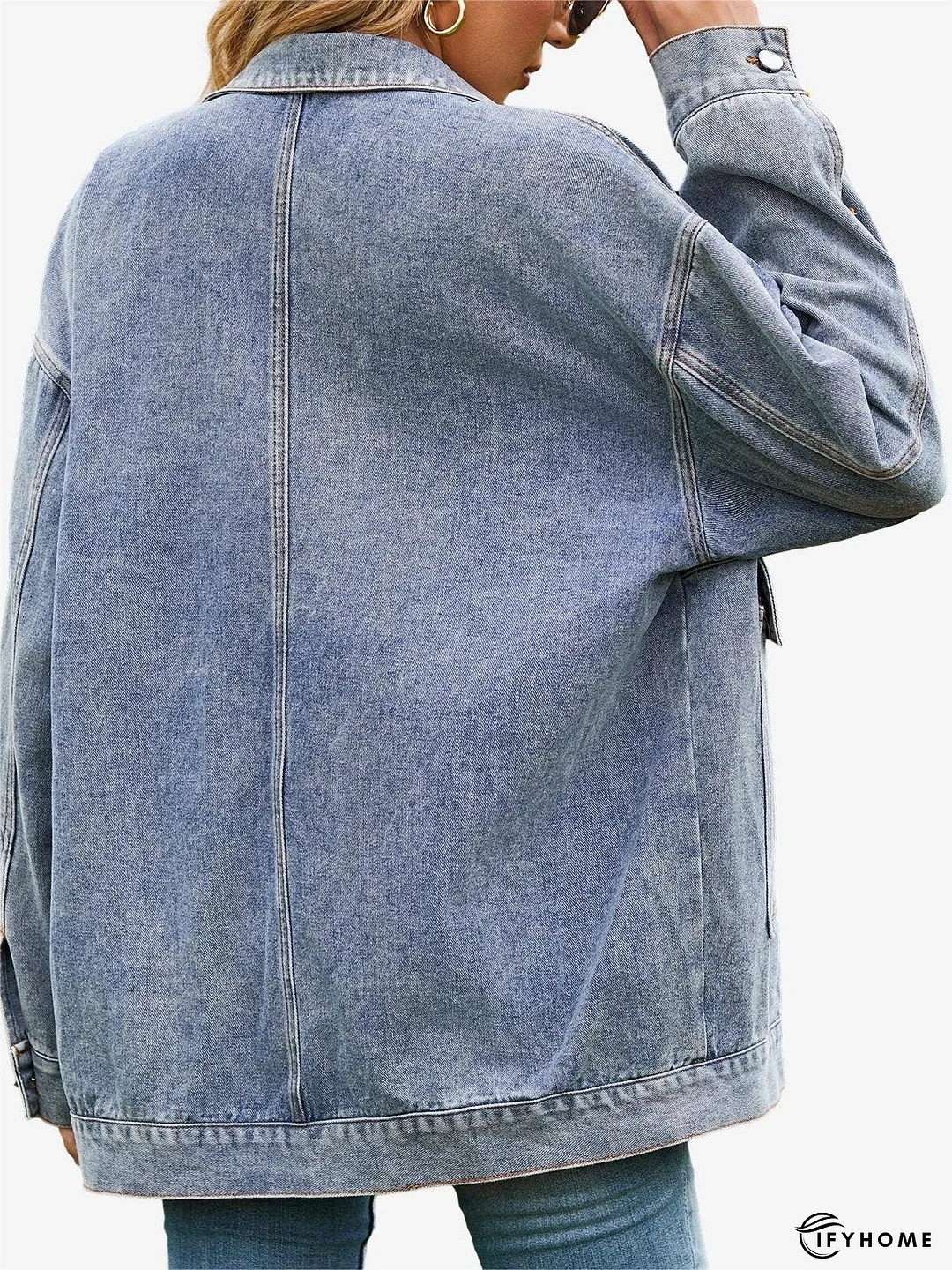 Retro Denim Long Sleeves Cargo Jacket With Pockets | IFYHOME