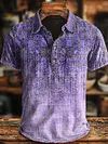 Retro Ethnic Gradient Art Print Casaul Short SLeeve Polo Shirt