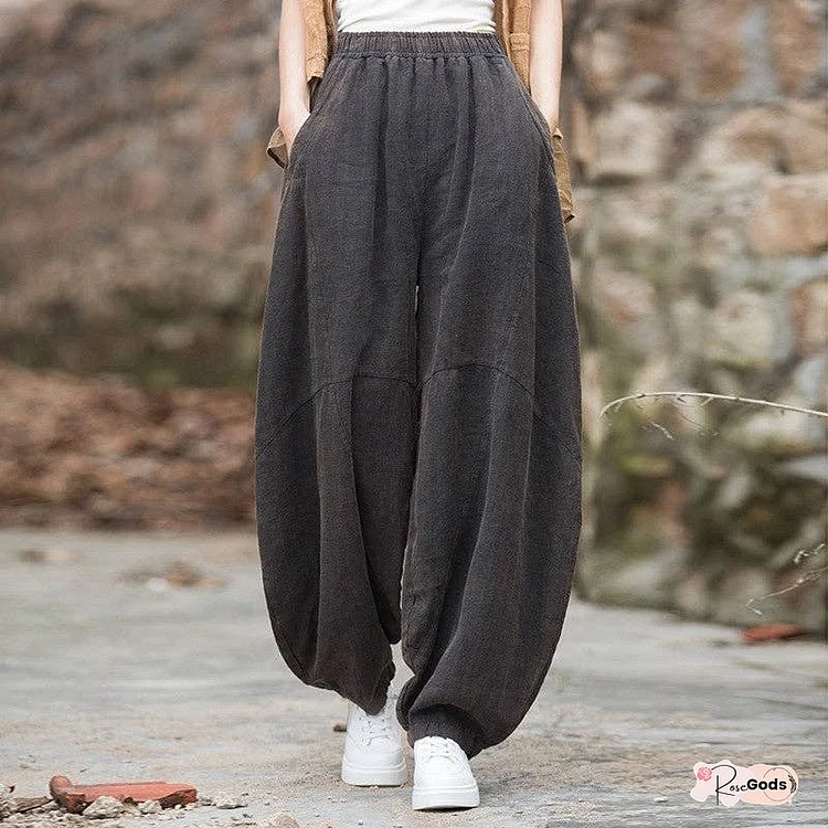 Solid Color Loose Sand Stir Fried Lantern Pants