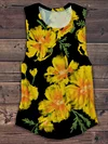 Unisex Floral Painting Art Print Round Neck Short Sleeve T-Shirt