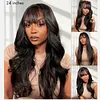 Brazilian Body Wave With Bangs Black Women Glueless Machine Made Remy Wigs