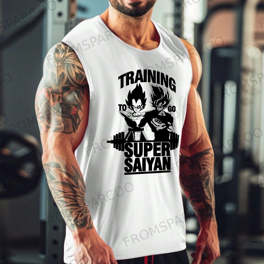 Oversized Casual Cartoon Print Motivational Fitness Tank Top