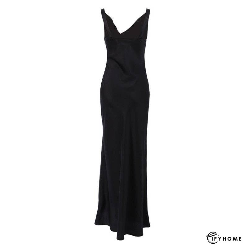 Stylish Black Sleeveless Backless Gowns Long Dresses | IFYHOME