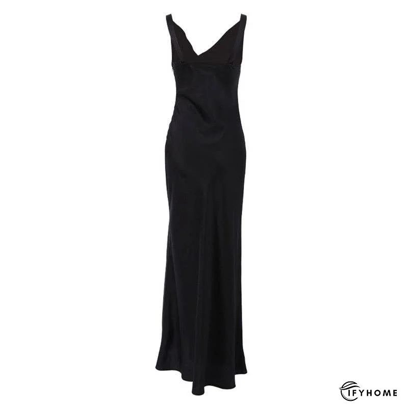 Stylish Black Sleeveless Backless Gowns Long Dresses | IFYHOME