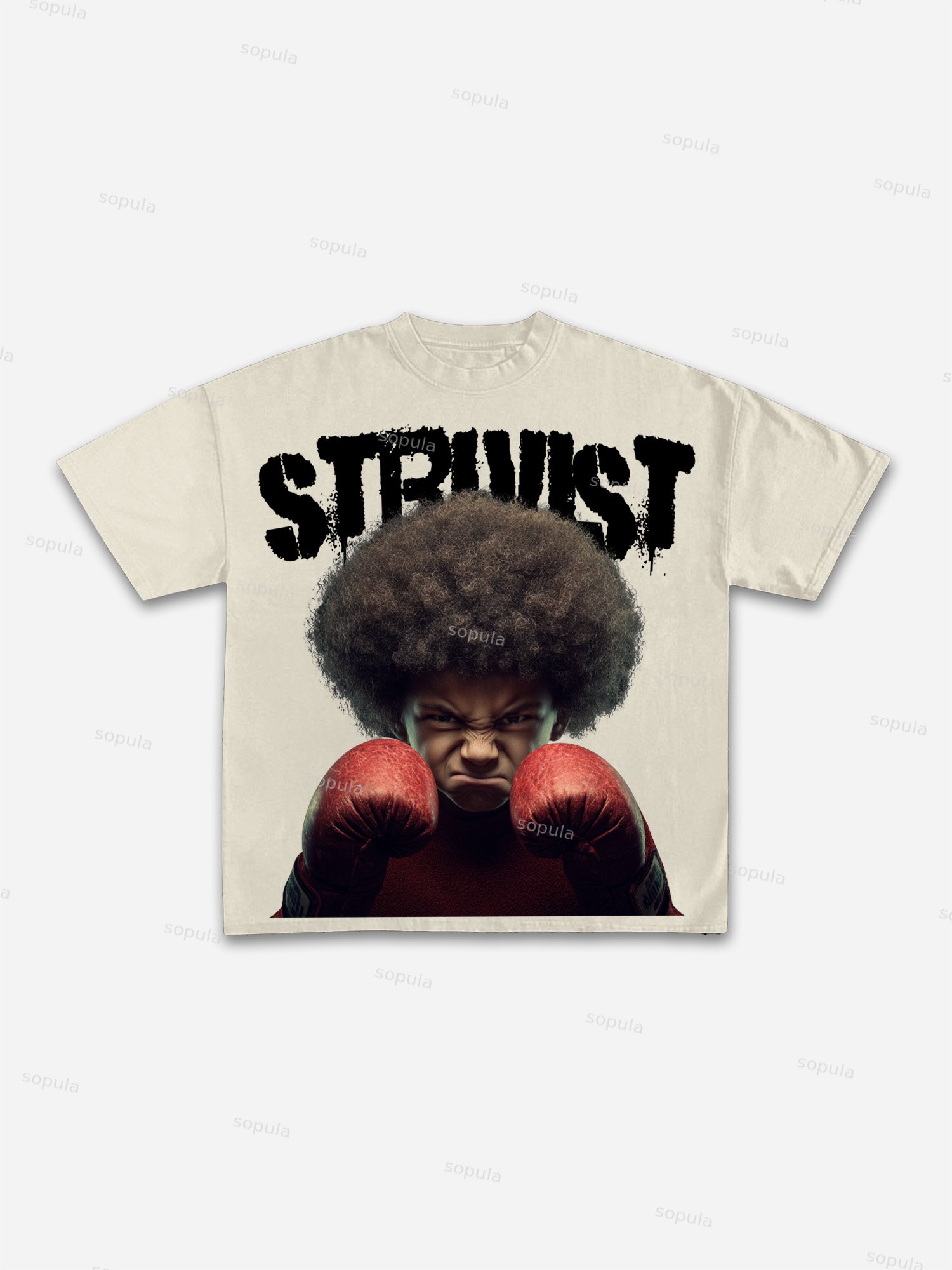 Struggleist Explosive Hairstyles Boxer Vintage Graphic Cotton T-shirt
