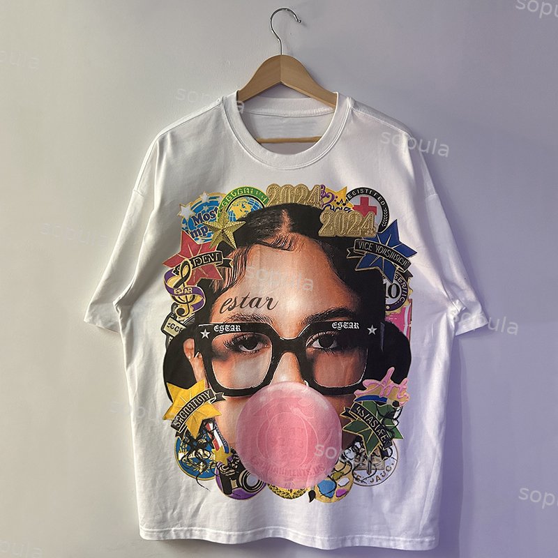 Vintage Portrait Graphic 100% Cotton T-Shirt Cropped Tees