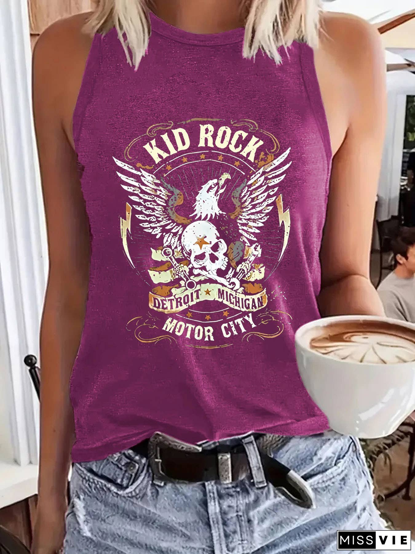 Patriotic Western Retro Rock Eagles Graphic tank top