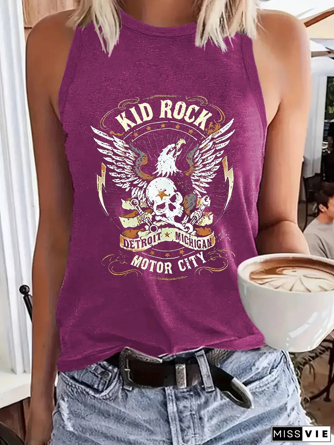 Patriotic Western Retro Rock Eagles Graphic tank top