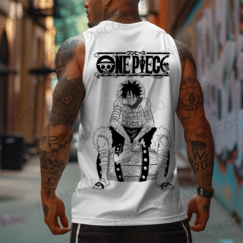 Oversized Anime Print Gym Tank Top