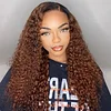 Glueless Black Gradient Brown Brazilian Water Wave Curly Wigs